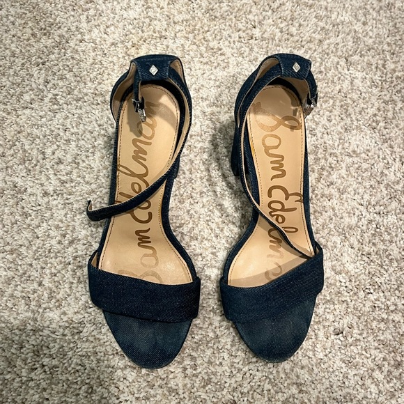Sam Edelman Yaro / Daniella Denim Block Heel Sandal Navy Size 7 - Picture 6 of 7